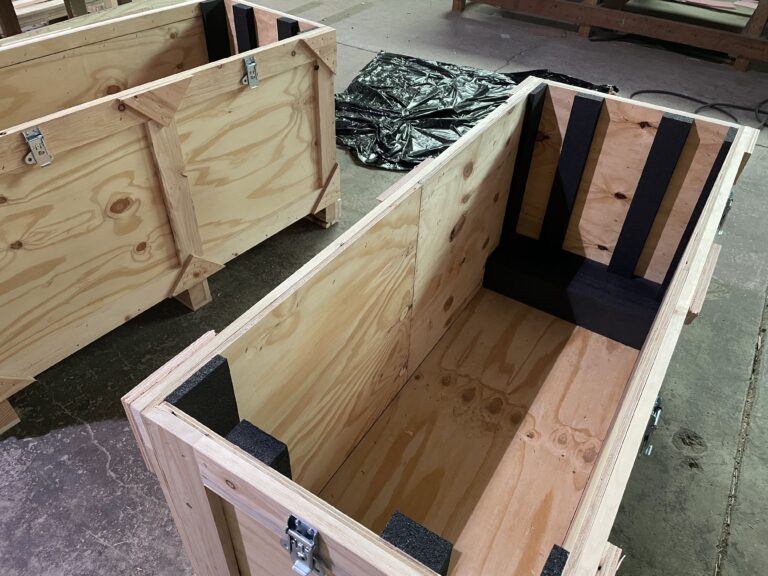 Inside of crate with foam